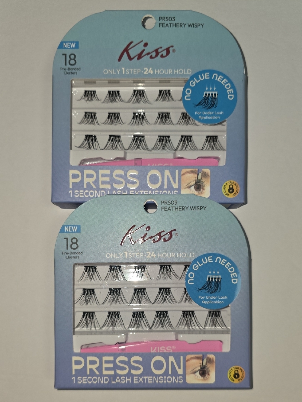 Kiss Press-On Black Featherly Wispy Lash Clusters, 2pk